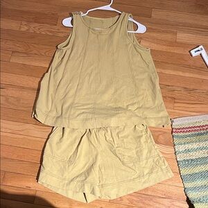 Yellow Sleeveless Top and Shorts Set
